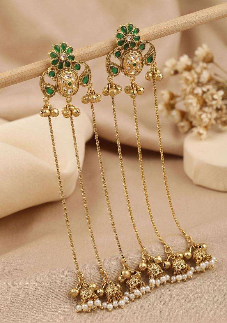 Gold-Plated Floral Earrings for Women | Traditional Ethnic Jewellery for Wedding & Festive Wear | Gift for Her - Indya