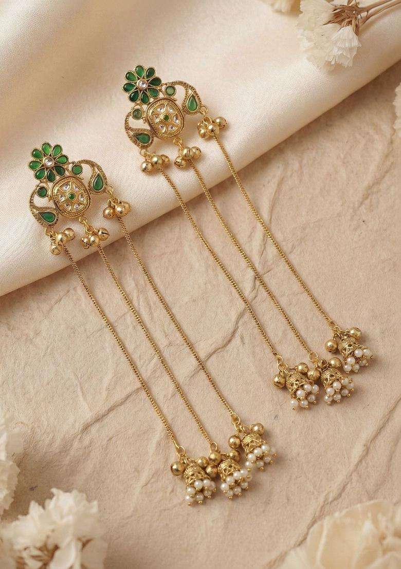 Gold-Plated Floral Earrings for Women | Traditional Ethnic Jewellery for Wedding & Festive Wear | Gift for Her - Indya