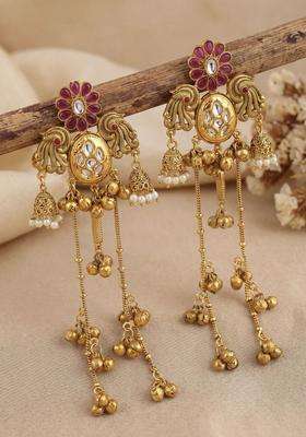 Gold-Plated Floral Drop Earrings for Women | Traditional Ethnic Jewellery for Wedding & Festive Wear | Gift for Her