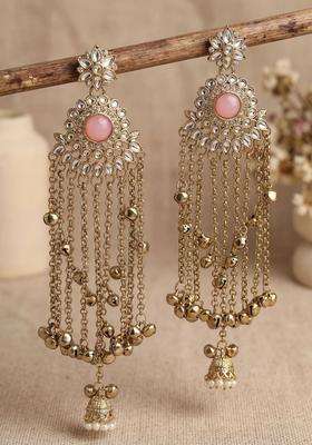 Gold-Plated Classic Earrings with Zircon for Women | Traditional Ethnic Jewellery for Wedding & Festive Wear | Gift for Her