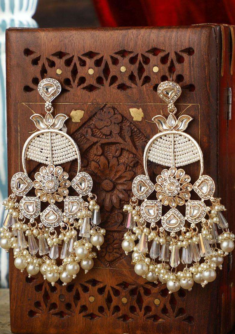 Gold-Plated Contemporary Pearl Drop Earrings for Women | Fusion Party & Festive Wear | Gift for Her - Indya