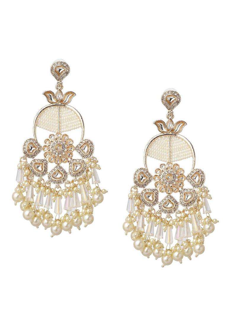 Gold-Plated Contemporary Pearl Drop Earrings for Women | Fusion Party & Festive Wear | Gift for Her - Indya