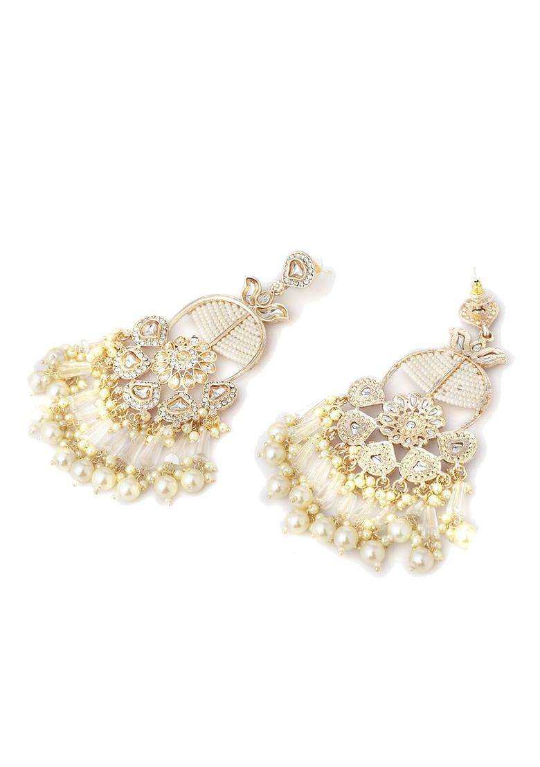 Gold-Plated Contemporary Pearl Drop Earrings for Women | Fusion Party & Festive Wear | Gift for Her - Indya