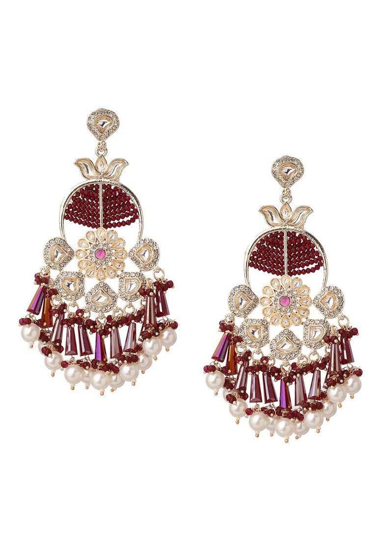 Gold-Plated Contemporary Drop Earrings for Women | Fusion Party & Festive Wear | Gift for Her - Indya