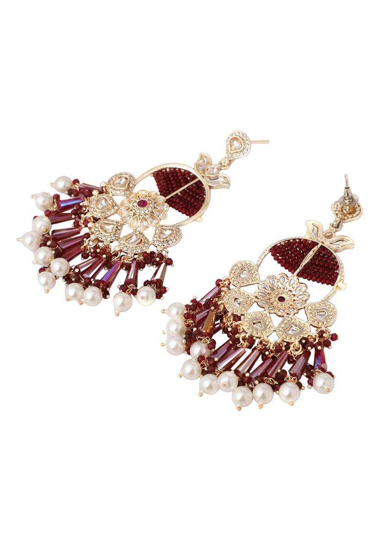Gold-Plated Contemporary Drop Earrings for Women | Fusion Party & Festive Wear | Gift for Her - Indya