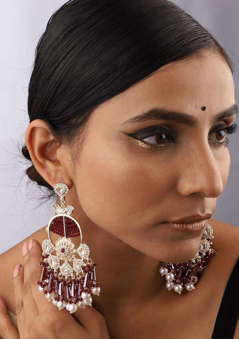 Gold-Plated Contemporary Drop Earrings for Women | Fusion Party & Festive Wear | Gift for Her - Indya