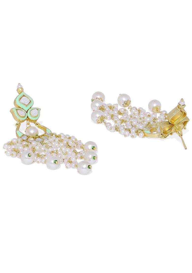 Gold-Plated Floral Drop Earrings for Women | Traditional Ethnic Jewellery for Wedding & Festive Wear | Gift for Her - Indya