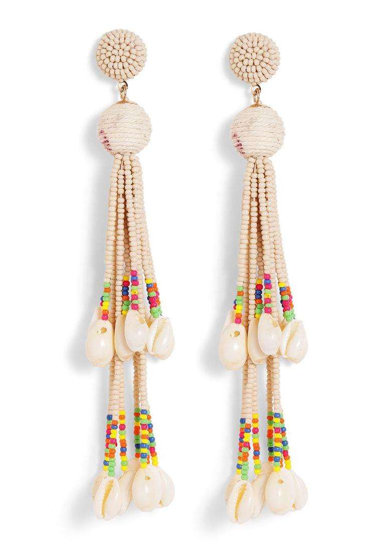 White Contemporary Artificial Stones and Beads Drop Earrings for Women | Fusion Party & Festive Wear | Gift for Her - Indya
