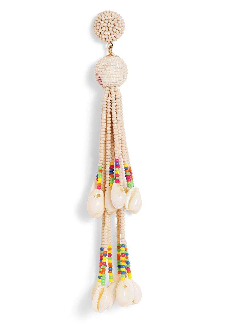 White Contemporary Artificial Stones and Beads Drop Earrings for Women | Fusion Party & Festive Wear | Gift for Her - Indya