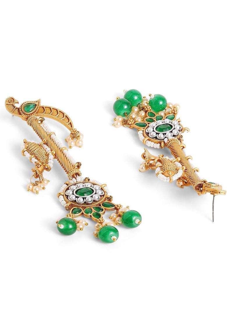 Gold-Plated Kundan Studded Peacock Shaped Drop Earrings for Women | Traditional Ethnic Jewellery for Wedding & Festive Wear | Gift for Her - Indya