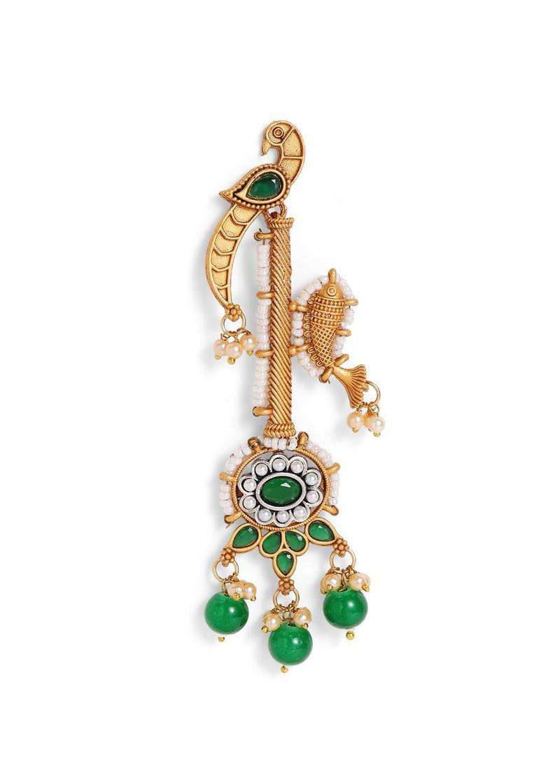 Gold-Plated Kundan Studded Peacock Shaped Drop Earrings for Women | Traditional Ethnic Jewellery for Wedding & Festive Wear | Gift for Her - Indya
