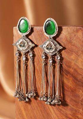 Silver-Plated Contemporary Drop Earrings for Women | Traditional Ethnic Jewellery for Wedding & Festive Wear | Gift for Her