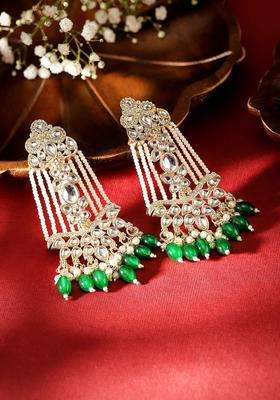 Gold-Plated Contemporary Kundan Drop Earrings for Women | Traditional Ethnic Jewellery for Wedding & Festive Wear | Gift for Her