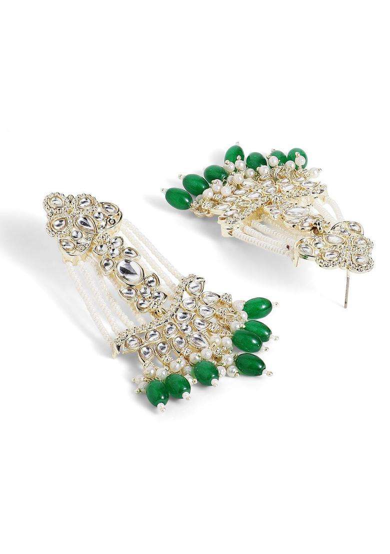 Gold-Plated Contemporary Kundan Drop Earrings for Women | Traditional Ethnic Jewellery for Wedding & Festive Wear | Gift for Her - Indya