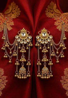 Gold-Plated Circular Ear Cuff Earrings for Women | Traditional Ethnic Jewellery for Wedding & Festive Wear | Gift for Her