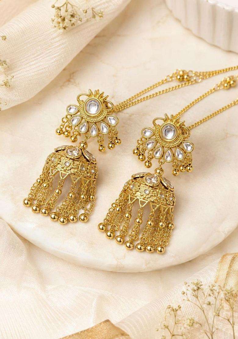 Gold-Plated Circular Jhumkas Earrings for Women | Traditional Ethnic Jewellery for Wedding & Festive Wear | Gift for Her - Indya