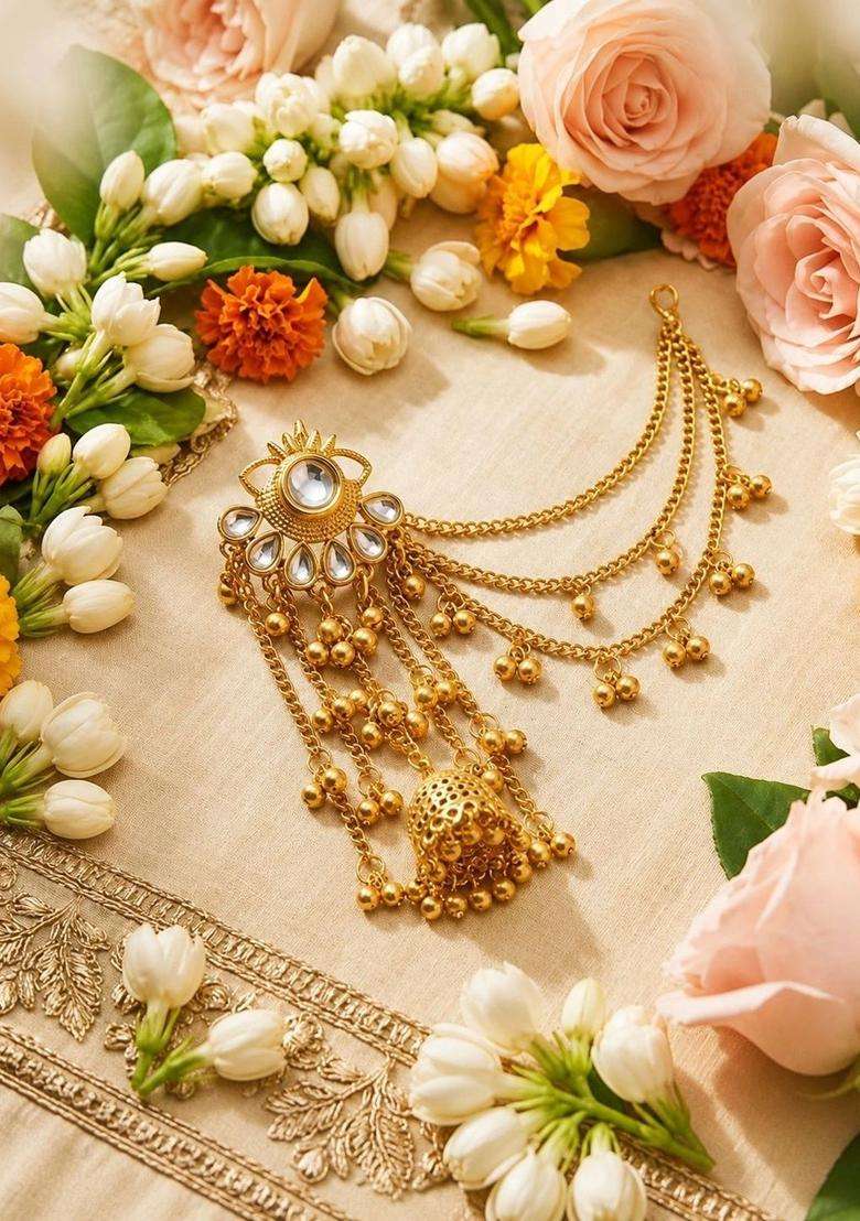 Gold-Plated Floral Jhumkas Earrings for Women | Traditional Ethnic Jewellery for Wedding & Festive Wear | Gift for Her - Indya