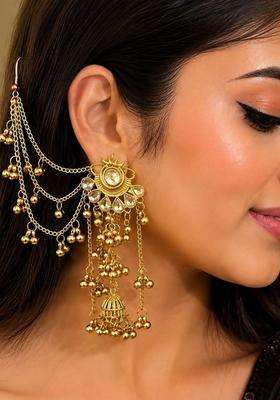 Gold-Plated Circular Ear Cuff Earrings for Women | Traditional Ethnic Jewellery for Wedding & Festive Wear | Gift for Her