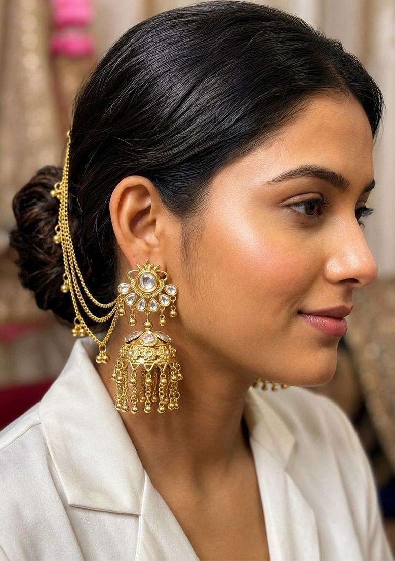 Gold-Plated Circular Jhumkas Earrings for Women | Traditional Ethnic Jewellery for Wedding & Festive Wear | Gift for Her - Indya
