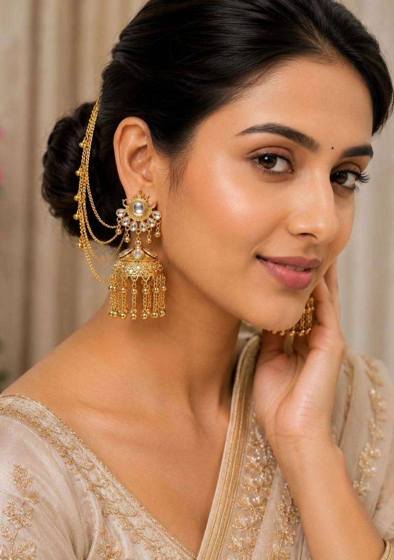 Gold-Plated Circular Jhumkas Earrings for Women | Traditional Ethnic Jewellery for Wedding & Festive Wear | Gift for Her - Indya