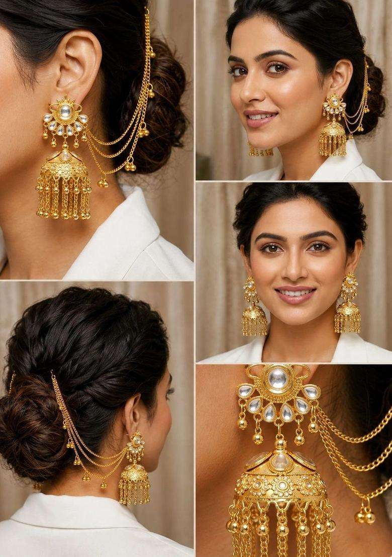 Gold-Plated Circular Jhumkas Earrings for Women | Traditional Ethnic Jewellery for Wedding & Festive Wear | Gift for Her - Indya