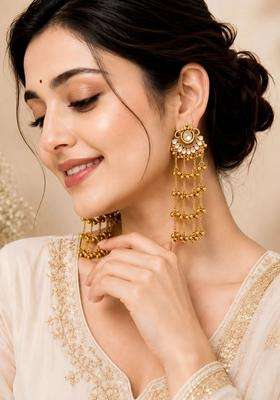 Gold-Plated Circular Chandbalis Earrings for Women | Traditional Ethnic Jewellery for Wedding & Festive Wear | Gift for Her