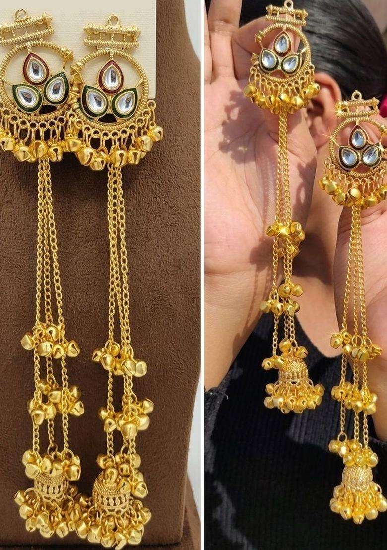 Gold-Plated Circular Jhumkas Earrings for Women | Traditional Ethnic Jewellery for Wedding & Festive Wear | Gift for Her - Indya