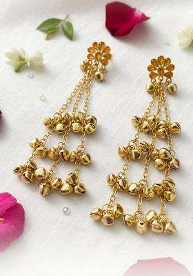 Gold-Plated Floral Drop Earrings for Women | Traditional Ethnic Jewellery for Wedding & Festive Wear | Gift for Her