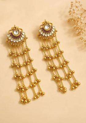 Gold-Plated Circular Drop Earrings for Women | Traditional Ethnic Jewellery for Wedding & Festive Wear | Gift for Her