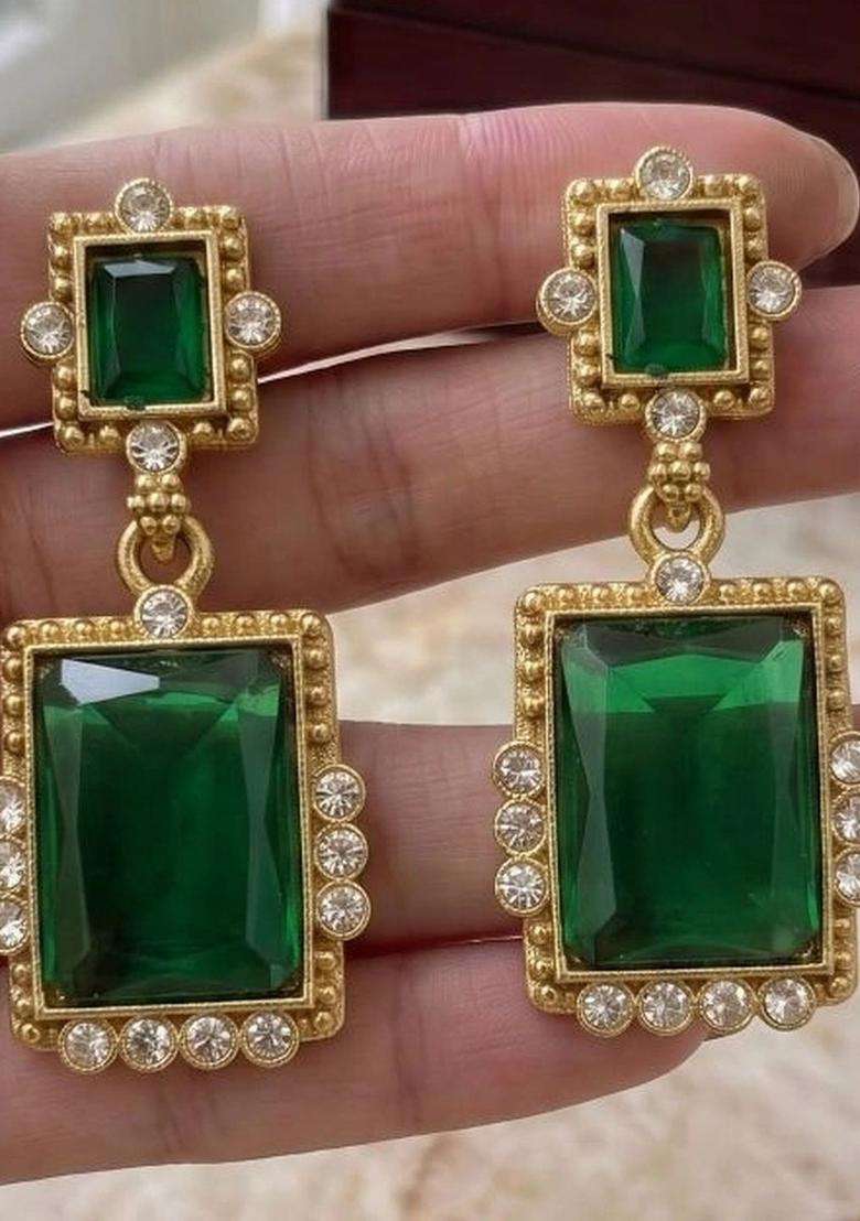 Gold-Plated Geometric Drop Earrings for Women | Stylish Party & Everyday Wear | Gift for Her - Indya