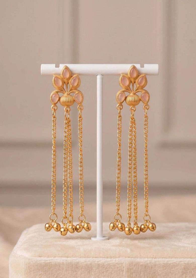 Gold-Plated Floral Drop Earrings for Women | Traditional Ethnic Jewellery for Wedding & Festive Wear | Gift for Her - Indya
