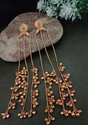 Gold-Plated Kundan & Ghungaroo Beaded Kashmiri Drop Earrings for Women | Fusion Party & Festive Wear | Gift for Her