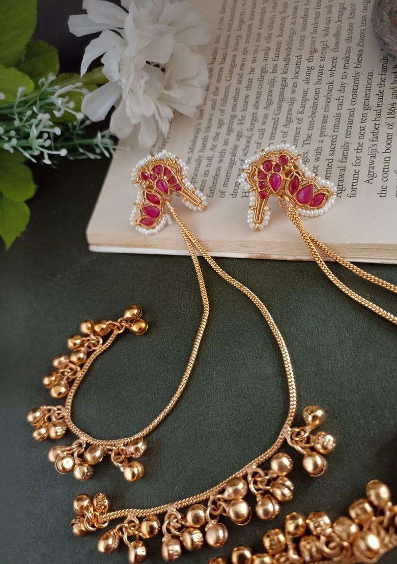 Gold-Plated Kundan Studded & Ghungroo Beaded Tasselled Peacock Drop Earrings for Women | Fusion Party & Festive Wear | Gift for Her - Indya