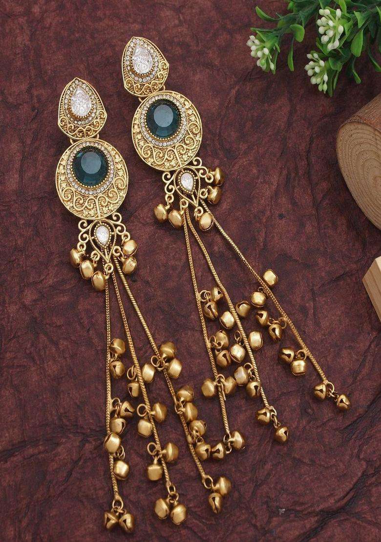 Gold-Plated Classic Drop Earrings for Women | Traditional Ethnic Jewellery for Wedding & Festive Wear | Gift for Her - Indya
