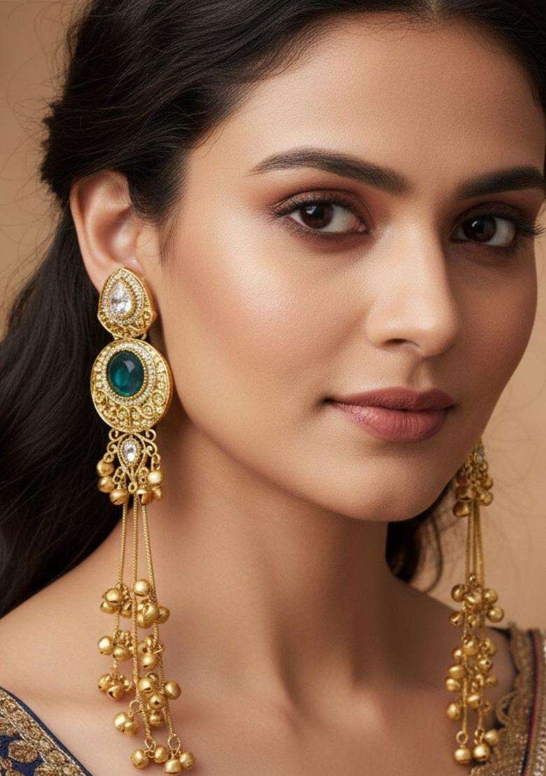 Gold-Plated Classic Drop Earrings for Women | Traditional Ethnic Jewellery for Wedding & Festive Wear | Gift for Her - Indya