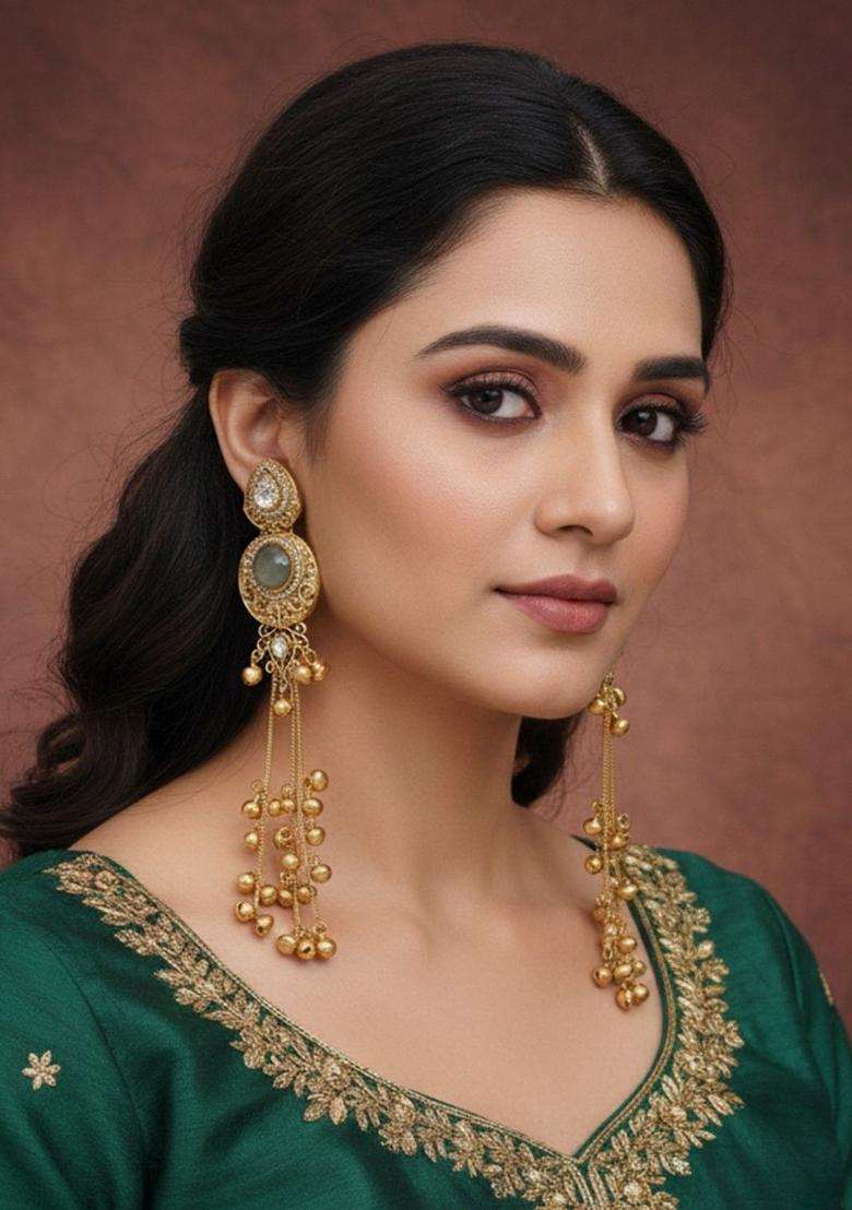 Gold-Plated Classic Drop Earrings for Women | Traditional Ethnic Jewellery for Wedding & Festive Wear | Gift for Her - Indya