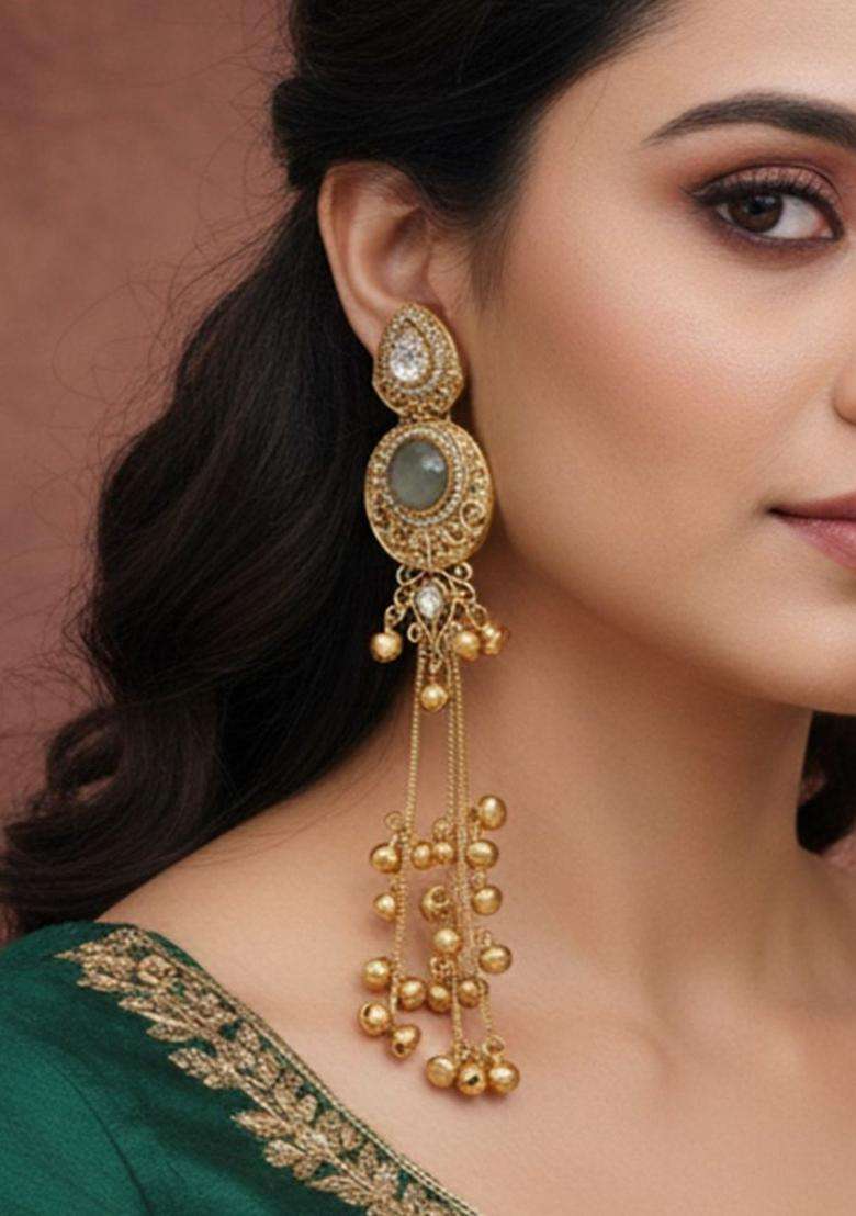 Gold-Plated Classic Drop Earrings for Women | Traditional Ethnic Jewellery for Wedding & Festive Wear | Gift for Her - Indya