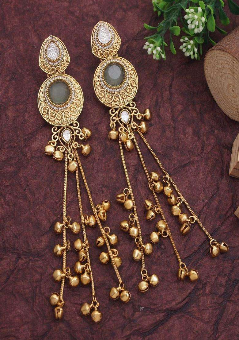 Gold-Plated Classic Drop Earrings for Women | Traditional Ethnic Jewellery for Wedding & Festive Wear | Gift for Her - Indya