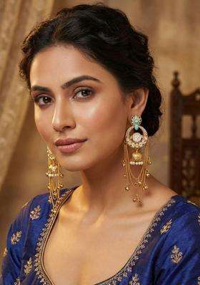 Gold-Plated Classic Drop Earrings with Pearl for Women | Traditional Ethnic Jewellery for Wedding & Festive Wear | Gift for Her