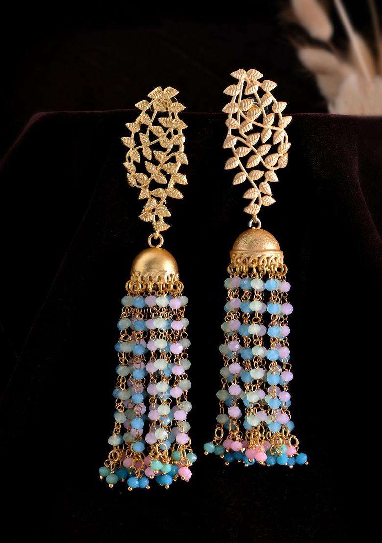 Gold-Plated Beaded Contemporary Drop Earrings for Women | Traditional Ethnic Jewellery for Wedding & Festive Wear | Gift for Her - Indya