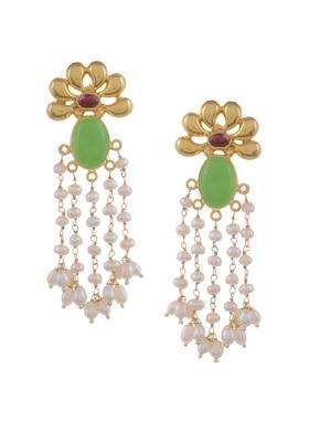 Gold-Plated & Green Contemporary Drop Earrings for Women | Traditional Ethnic Jewellery for Wedding & Festive Wear | Gift for Her