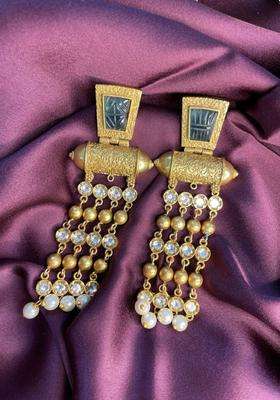 Gold-Plated Contemporary Drop Earrings for Women | Fusion Party & Festive Wear | Gift for Her