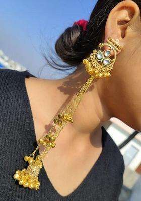 Gold-Plated Geometric Jhumkas Earrings for Women | Traditional Ethnic Jewellery for Wedding & Festive Wear | Gift for Her