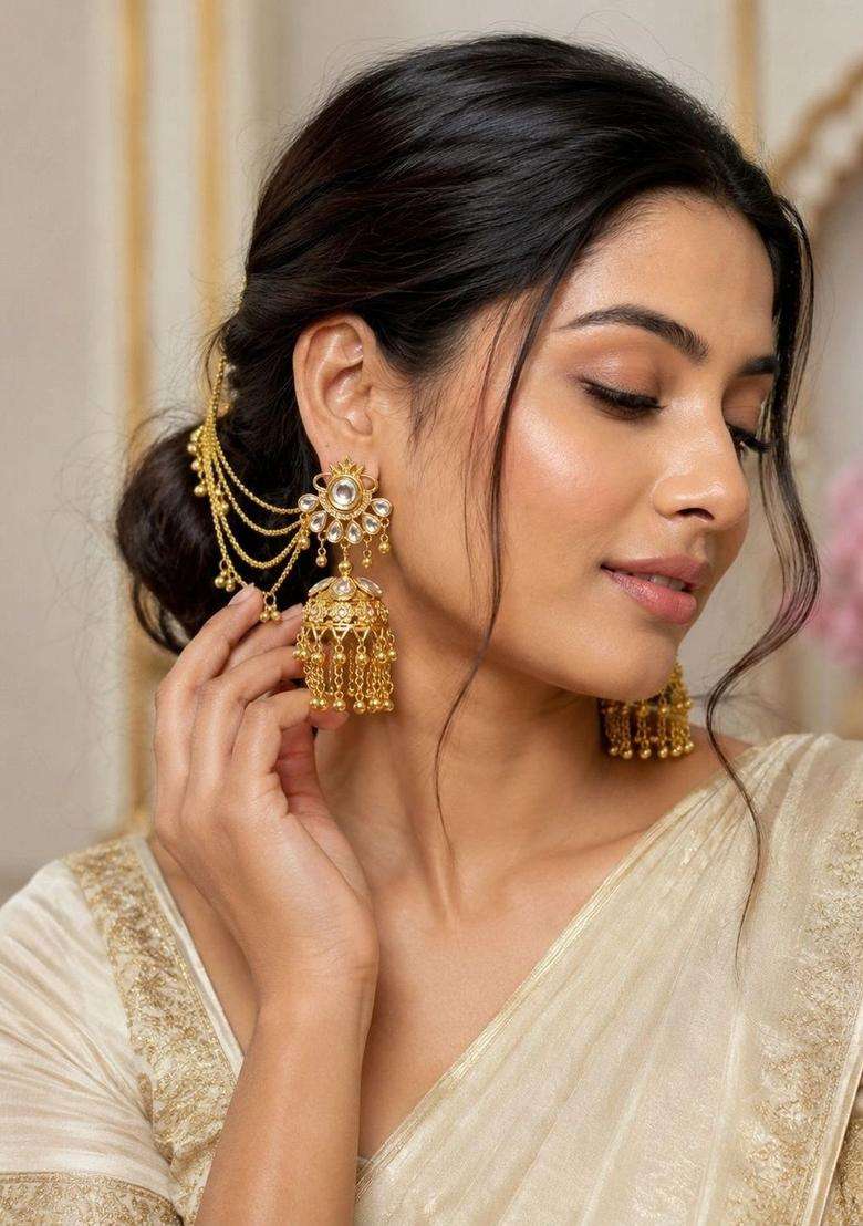 Gold-Plated Circular Jhumkas Earrings for Women | Traditional Ethnic Jewellery for Wedding & Festive Wear | Gift for Her - Indya