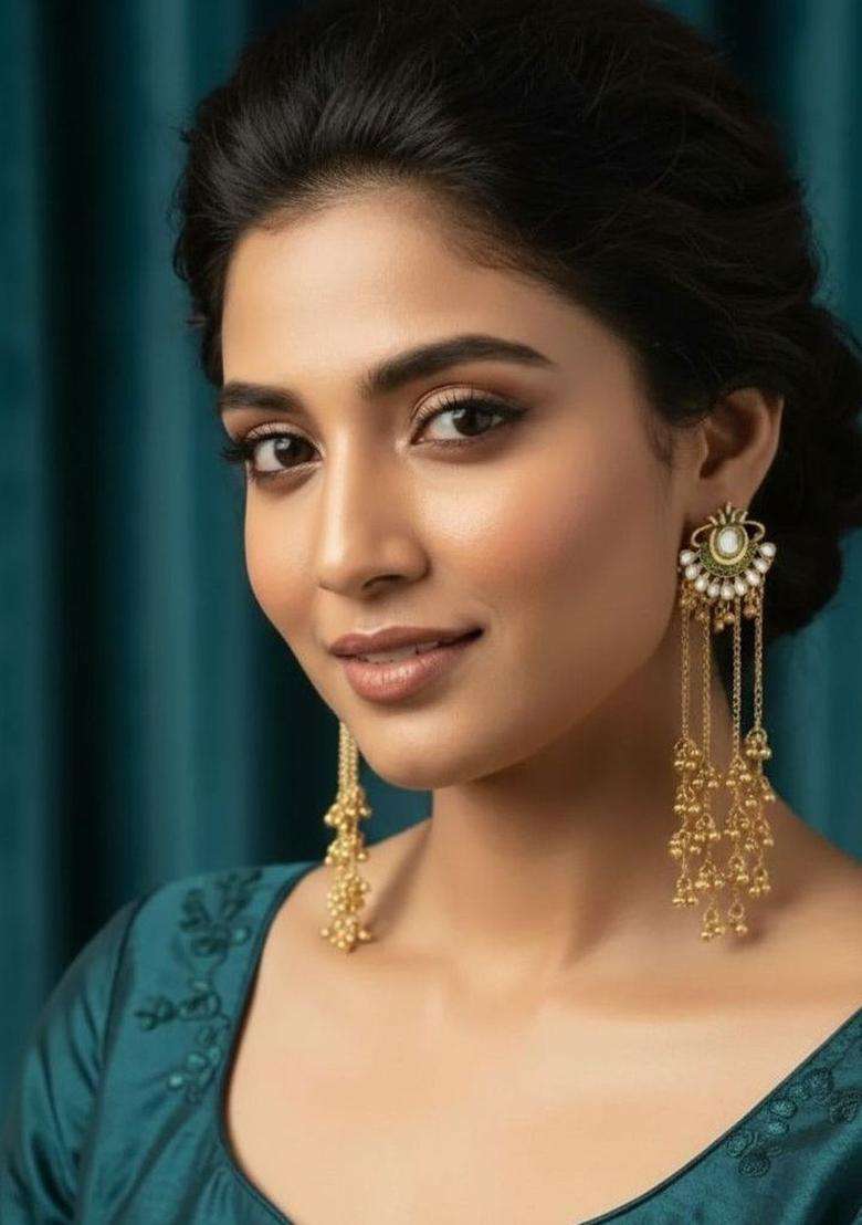 Gold-Plated Contemporary Drop Earrings for Women | Traditional Ethnic Jewellery for Wedding & Festive Wear | Gift for Her - Indya