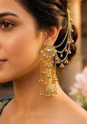 Gold-Plated Circular Ear Cuff Earrings for Women | Traditional Ethnic Jewellery for Wedding & Festive Wear | Gift for Her