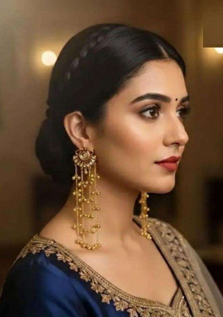Gold-Plated Contemporary Drop Earrings for Women | Traditional Ethnic Jewellery for Wedding & Festive Wear | Gift for Her - Indya