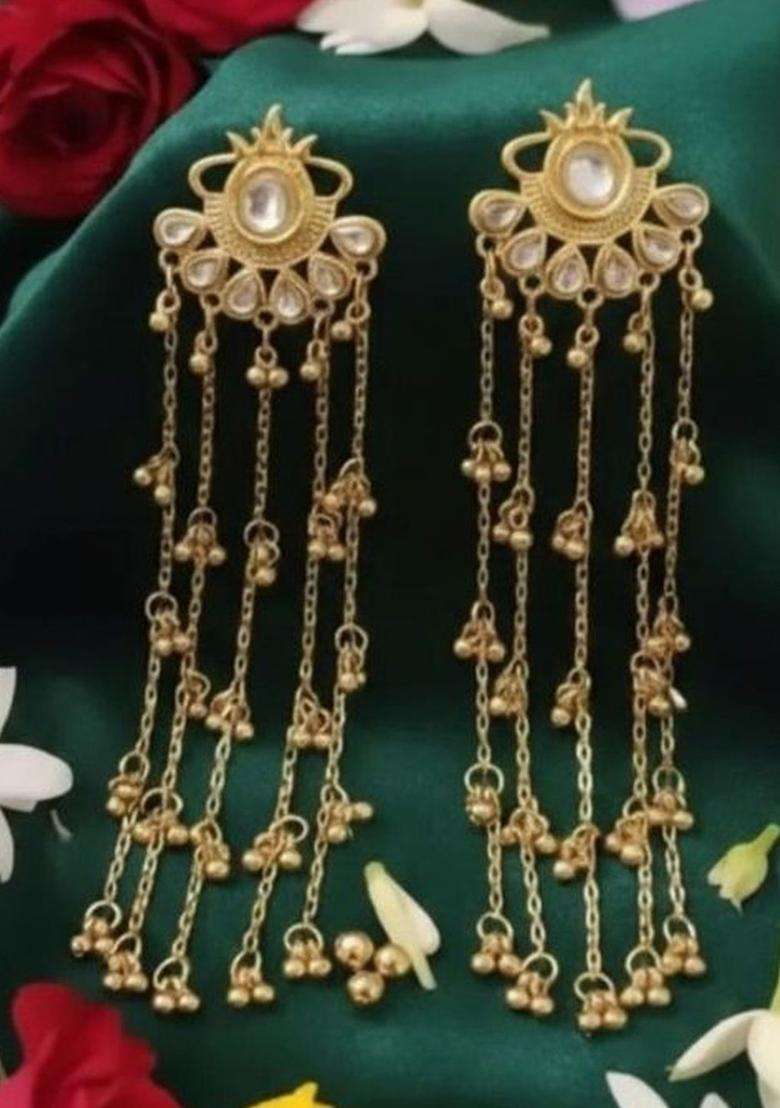 Gold-Plated Floral Drop Earrings for Women | Traditional Ethnic Jewellery for Wedding & Festive Wear | Gift for Her - Indya
