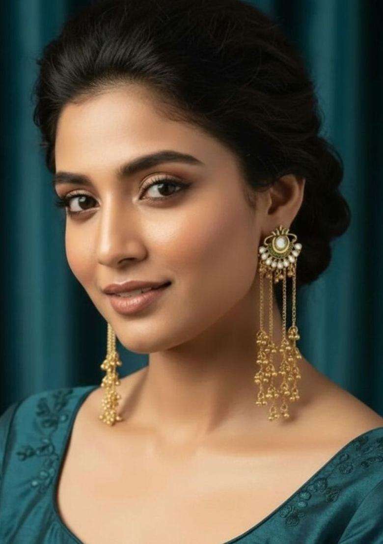 Gold-Plated Floral Drop Earrings for Women | Traditional Ethnic Jewellery for Wedding & Festive Wear | Gift for Her - Indya