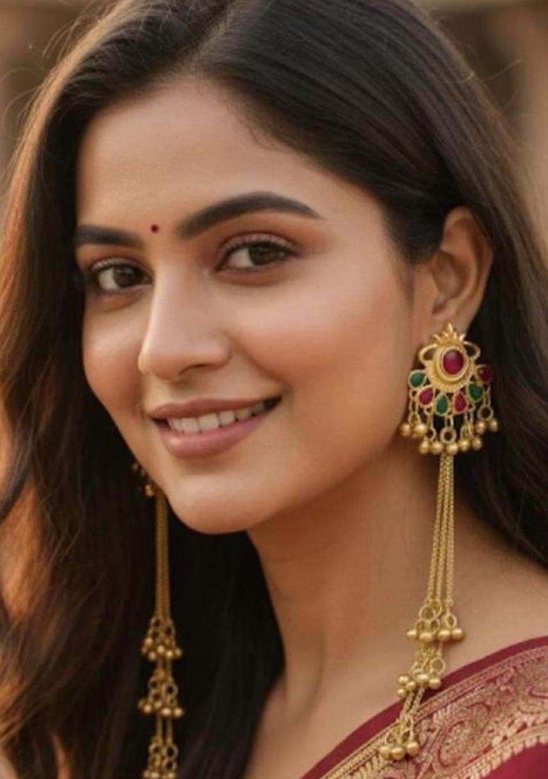 Gold-Plated Floral Drop Earrings for Women | Traditional Ethnic Jewellery for Wedding & Festive Wear | Gift for Her - Indya